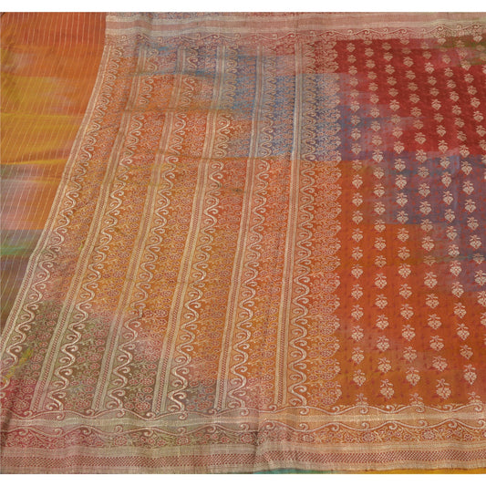 Sanskriti Vintage Heavy Saree 100% Pure Satin Silk Banarasi Brocade Sustainable Fabric Sari