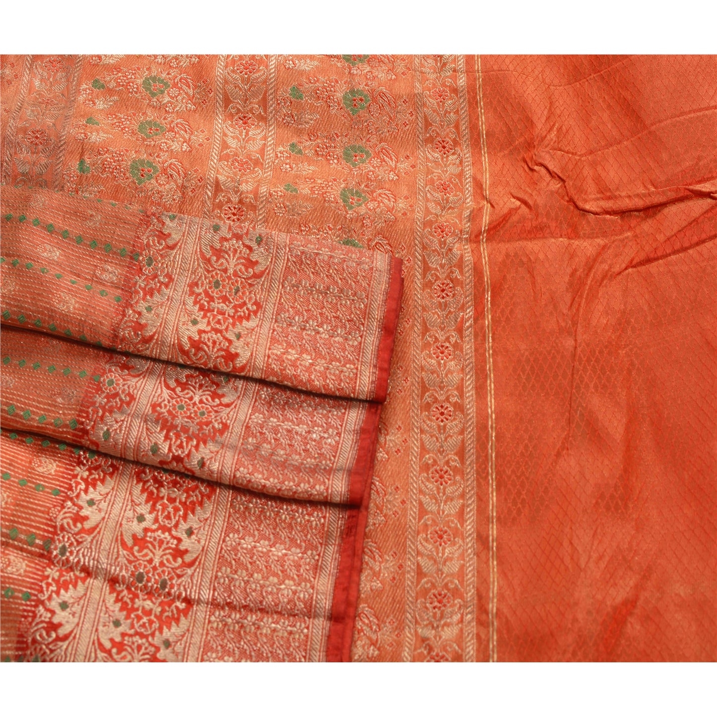 Sanskriti Vintage Heavy Saree Art Silk Woven Brocade Banarasi Sari Zari Sustainable Fabric