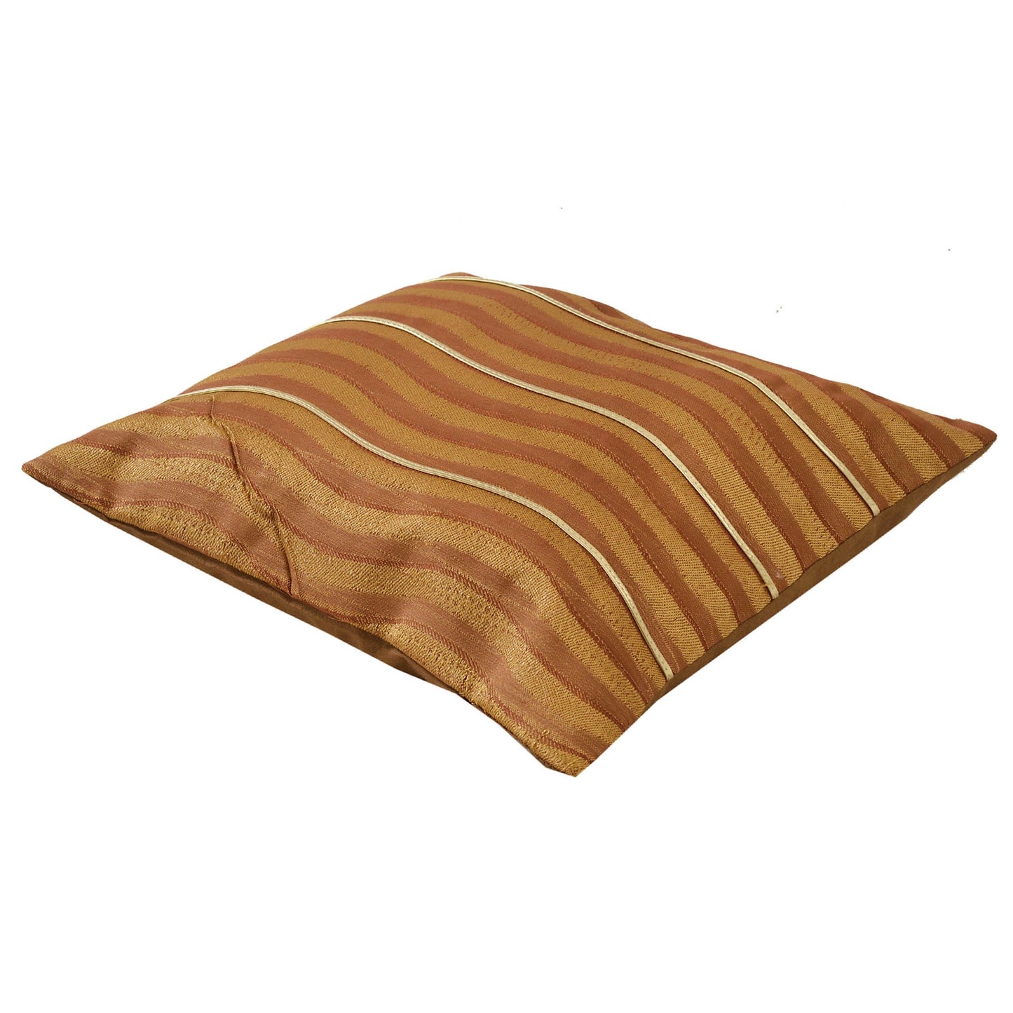 Sanskriti New Art Silk Sets Of 10 Cushion Case Brown Sham Woven Home Decor