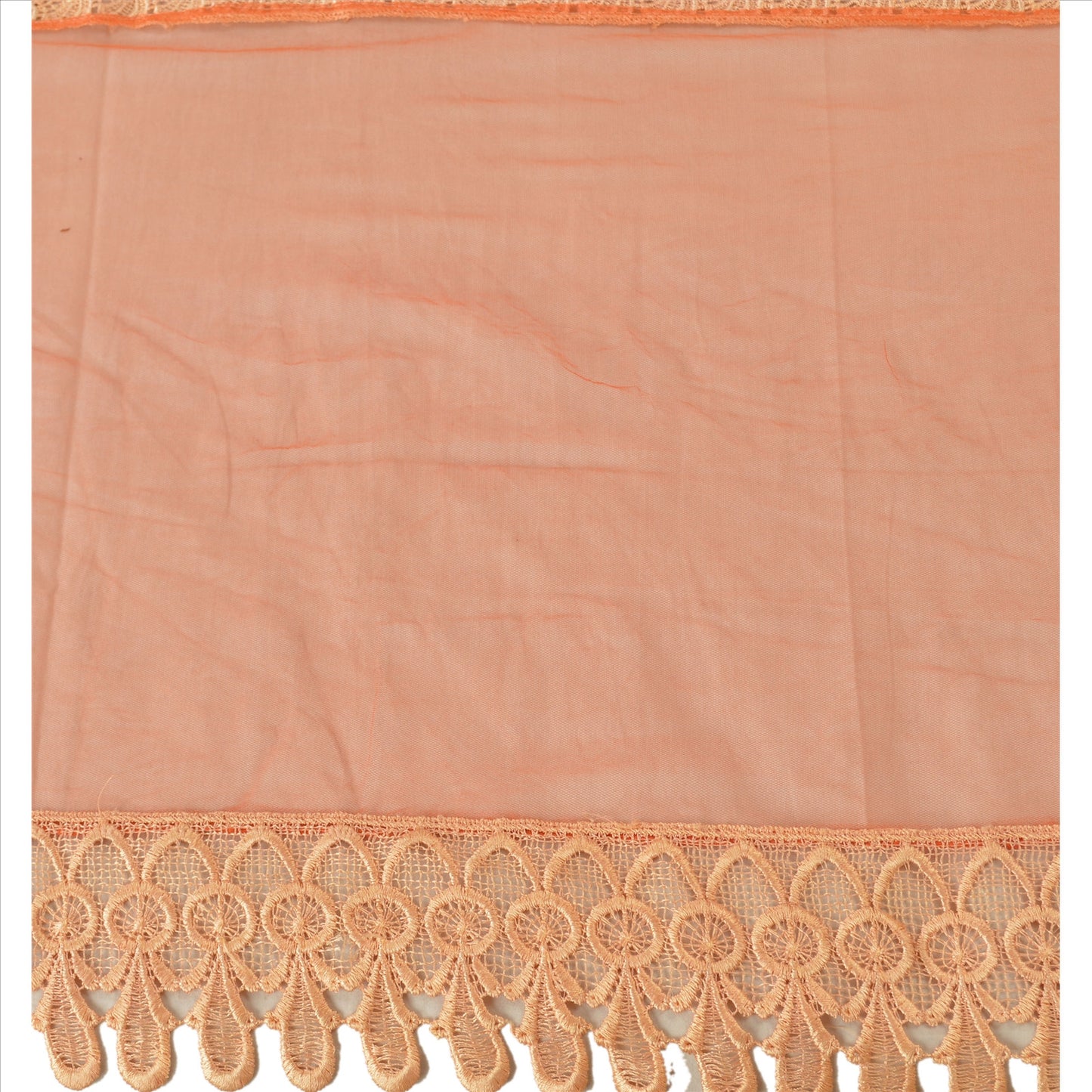 Sanskriti Vintage Dupatta Long Stole Net Mesh Orange Hijab Embroidered Scarves