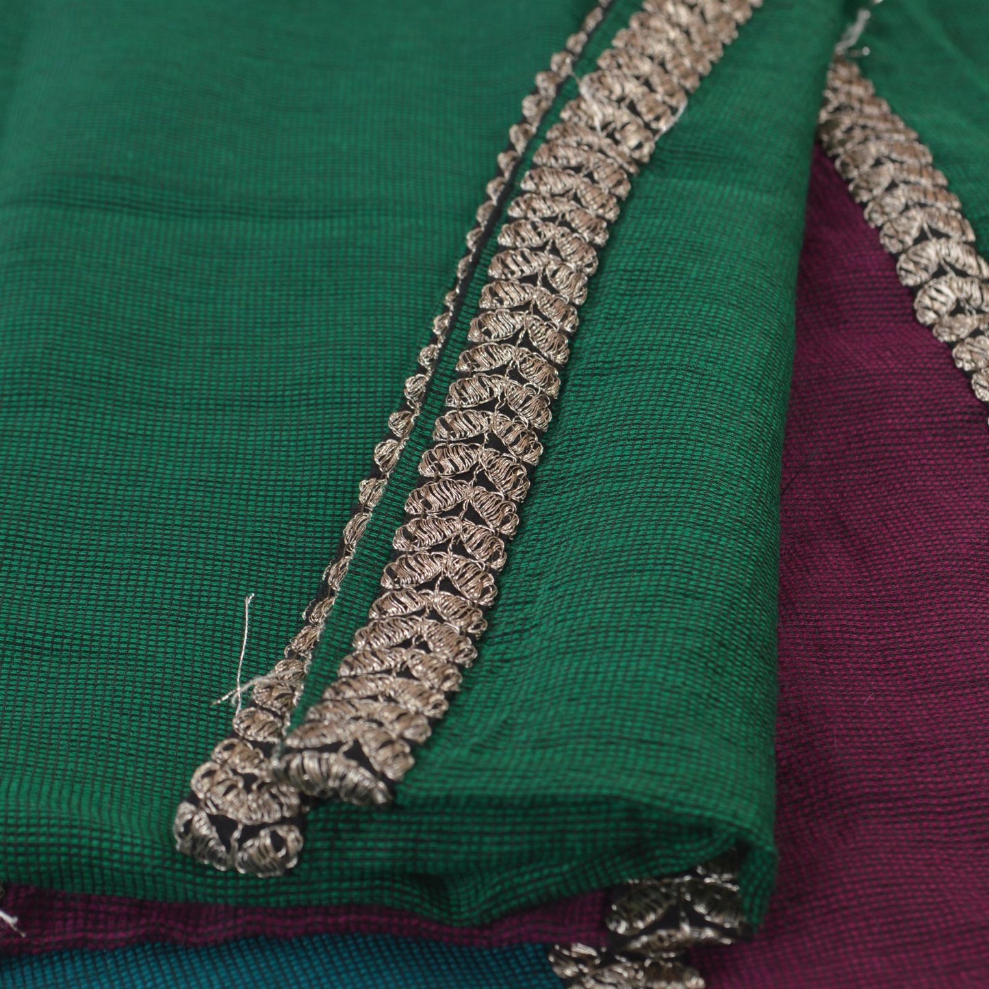 Sanskriti Vintage Dupatta Long Stole Art Silk Green Hijab Embroidered Wrap Veil