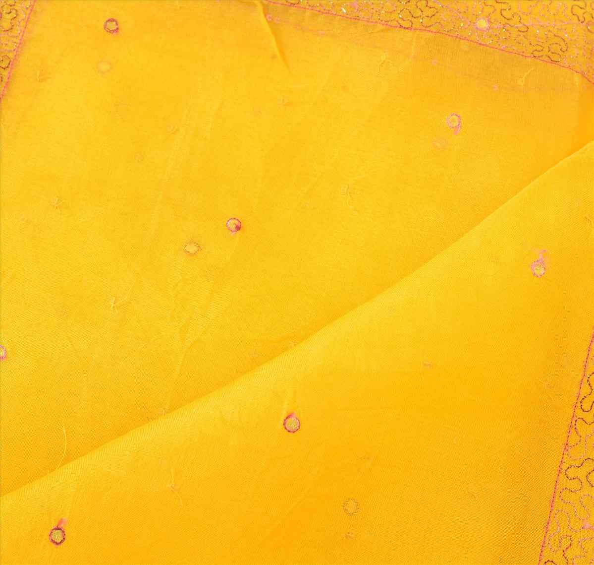 Sanskriti Vintage Dupatta Long Scarf Art Silk Saffron Hijab Hand Embroidered Veil Stole