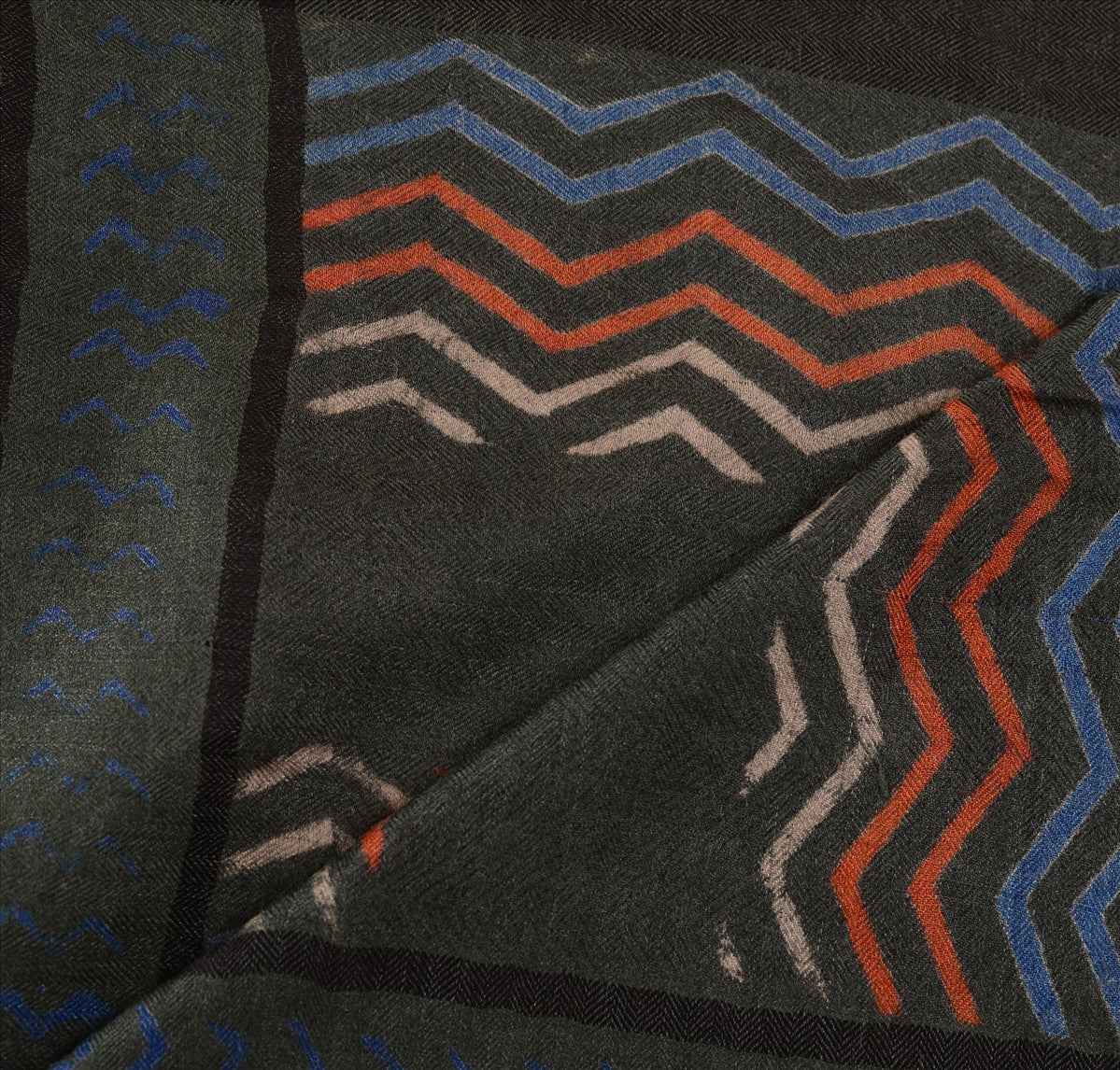 Sanskriti Vintage Dupatta Long Scarf Woolen Green Hijab Printed Woven Veil Wrap Stole