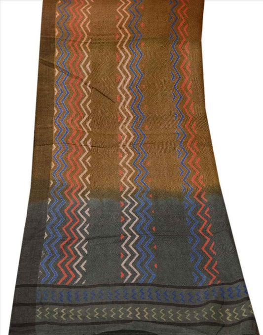 Sanskriti Vintage Dupatta Long Scarf Woolen Green Hijab Printed Woven Veil Wrap Stole