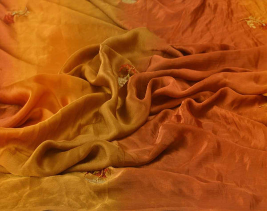 Sanskriti Vintage Dupatta Long Stole Satin Silk Multi Color Scarves Hand Beaded Hijab