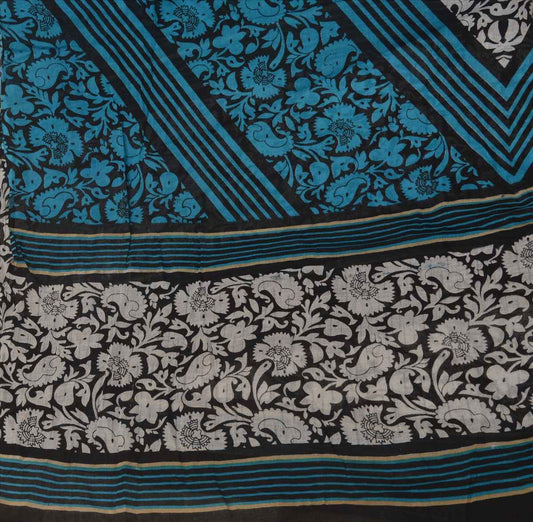 Sanskriti Vintage Dupatta Long Stole Cotton Black Wrap Hijab Printed Veil Scarves