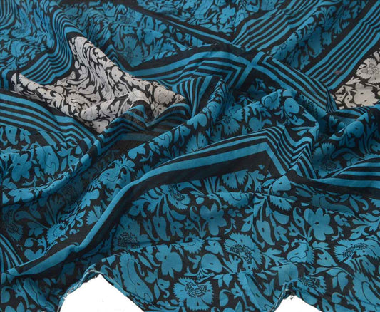 Sanskriti Vintage Dupatta Long Stole Cotton Black Wrap Hijab Printed Veil Scarves