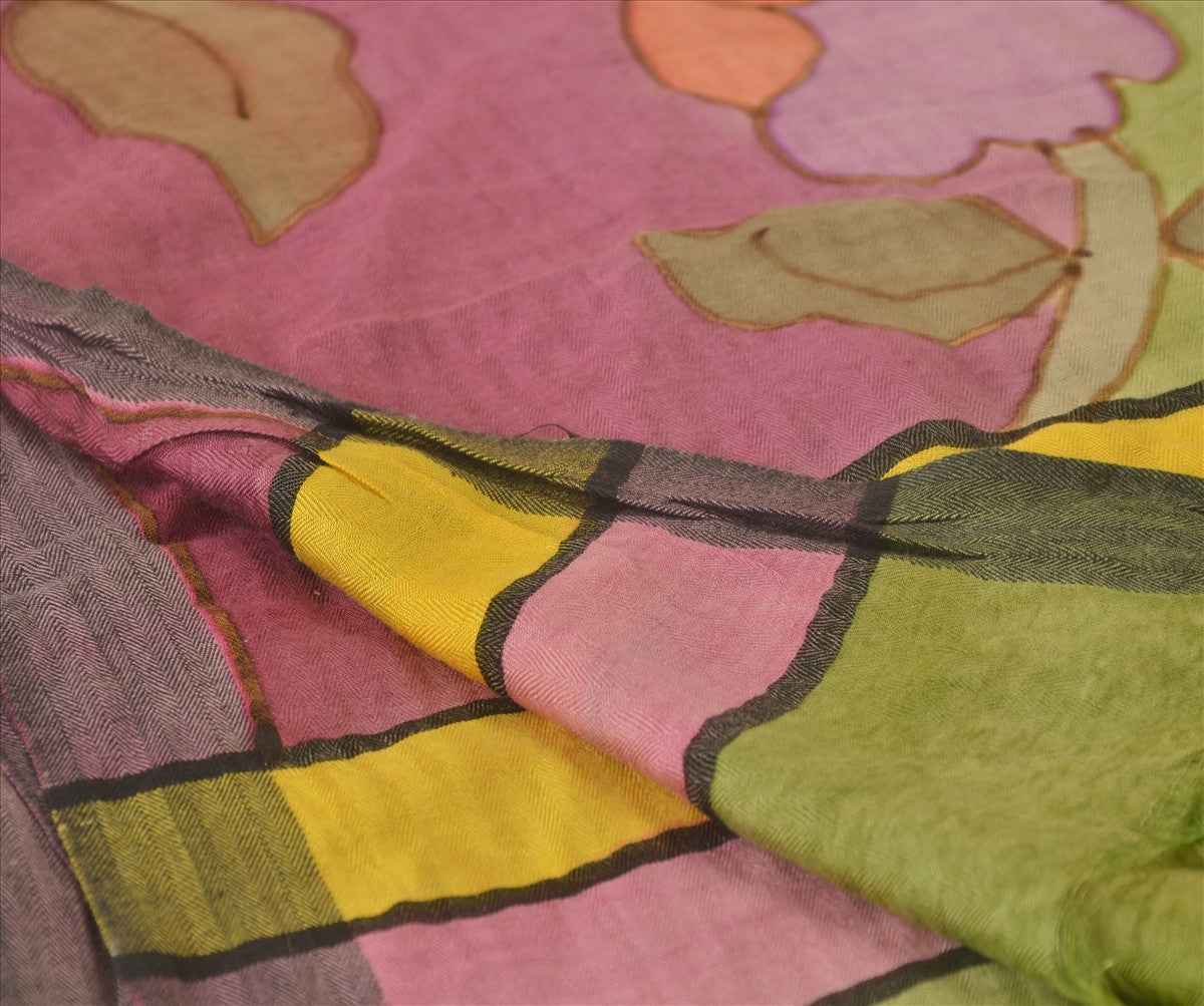 Sanskriti Vintage Dupatta Long Stole Art Silk Green Wrap Hijab Printed Veil Scarves