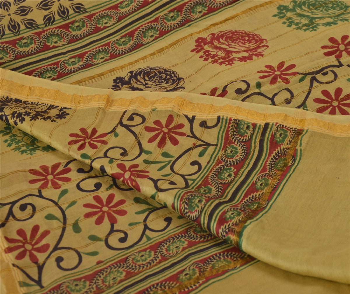 Sanskriti Vintage Dupatta Long Stole Cotton Green Wrap Hijab Printed Veil Scarves