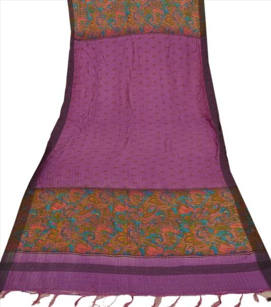 Sanskriti Vintage Dupatta Long Stole Art Silk Purple Hijab Printed Veil Scarves