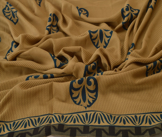 Sanskriti Vintage Dupatta Long Stole Art Silk Cream Wrap Hijab Printed Veil Floral Scarves