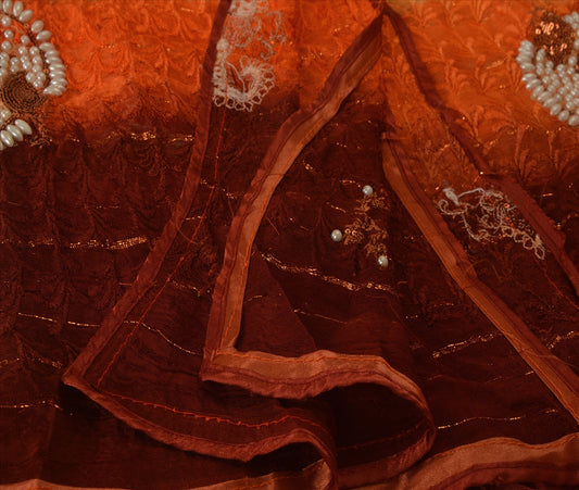 Sanskriti Vintage Dupatta Long Stole Cotton Multi Color Scarves Hand Beaded Veil