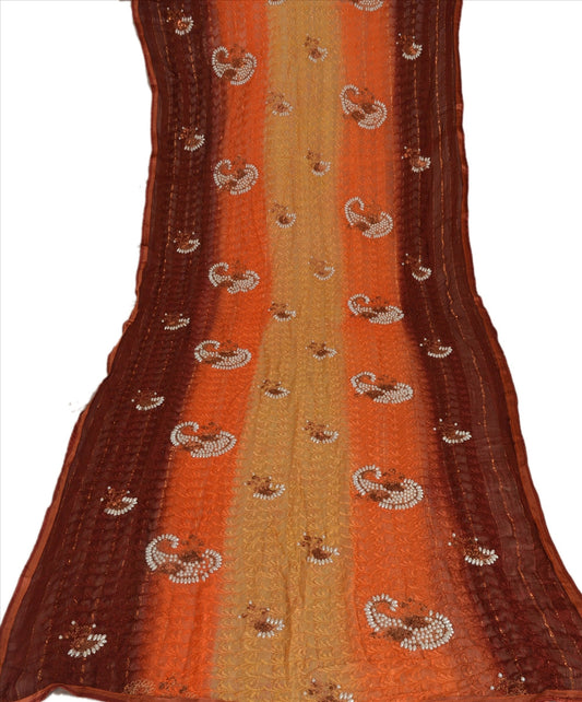 Sanskriti Vintage Dupatta Long Stole Cotton Multi Color Scarves Hand Beaded Veil