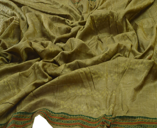 Sanskriti Vintage Dupatta Long Stole Cotton Green Hijab Printed Wrap Veil