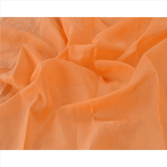 Sanskriti Vintage Dupatta Long Stole Cotton Peach Hand Embroidered Chikankari Wrap Veil