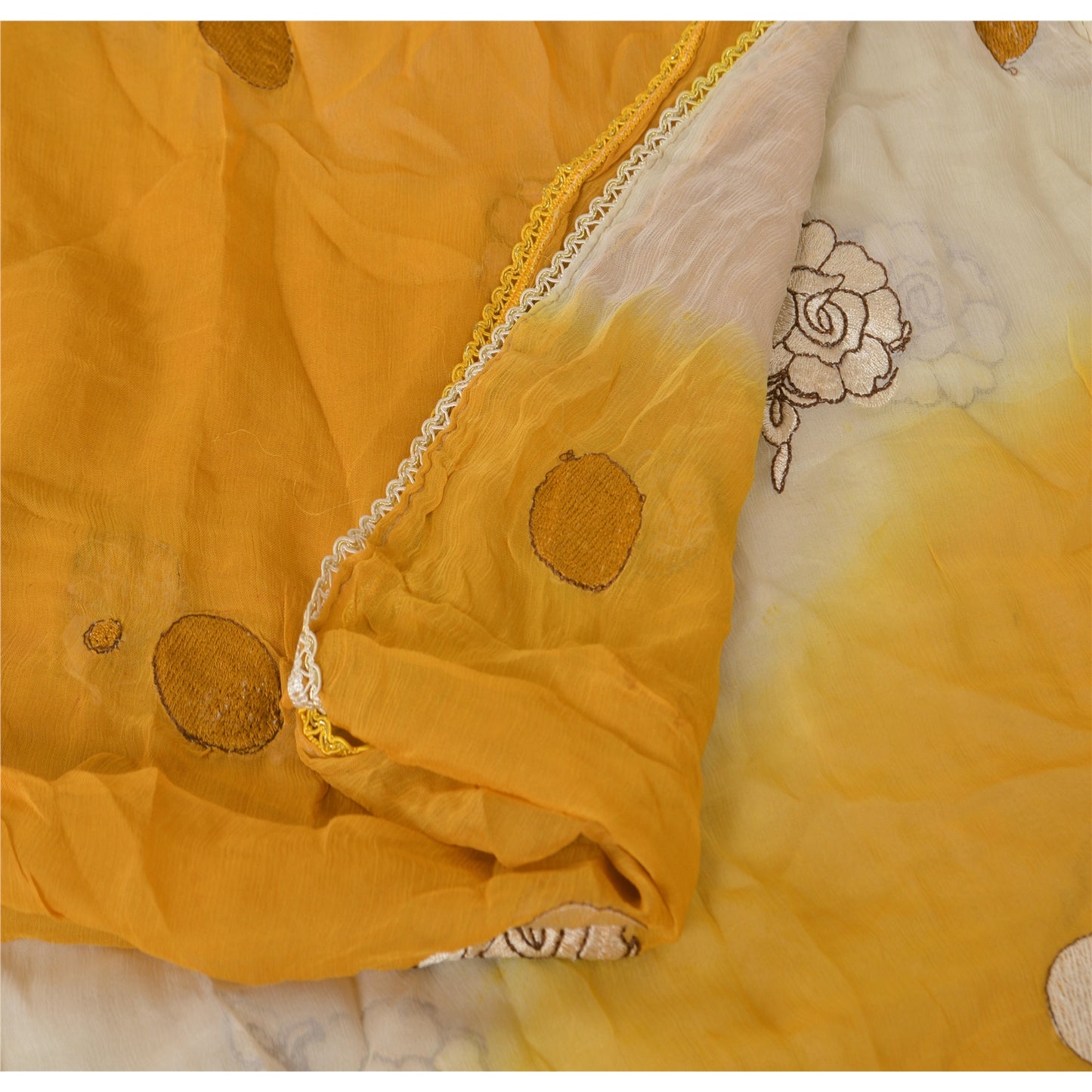 Sanskriti Vintage Dupatta Long Stole Chiffon Silk White Embroidered Wrap Scarves