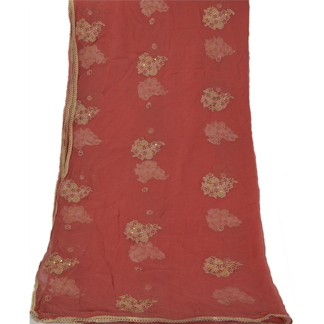 Vintage Dupatta Long Stole Chiffon Silk Pink Wrap Veil Hand Beaded Shawl Scarves