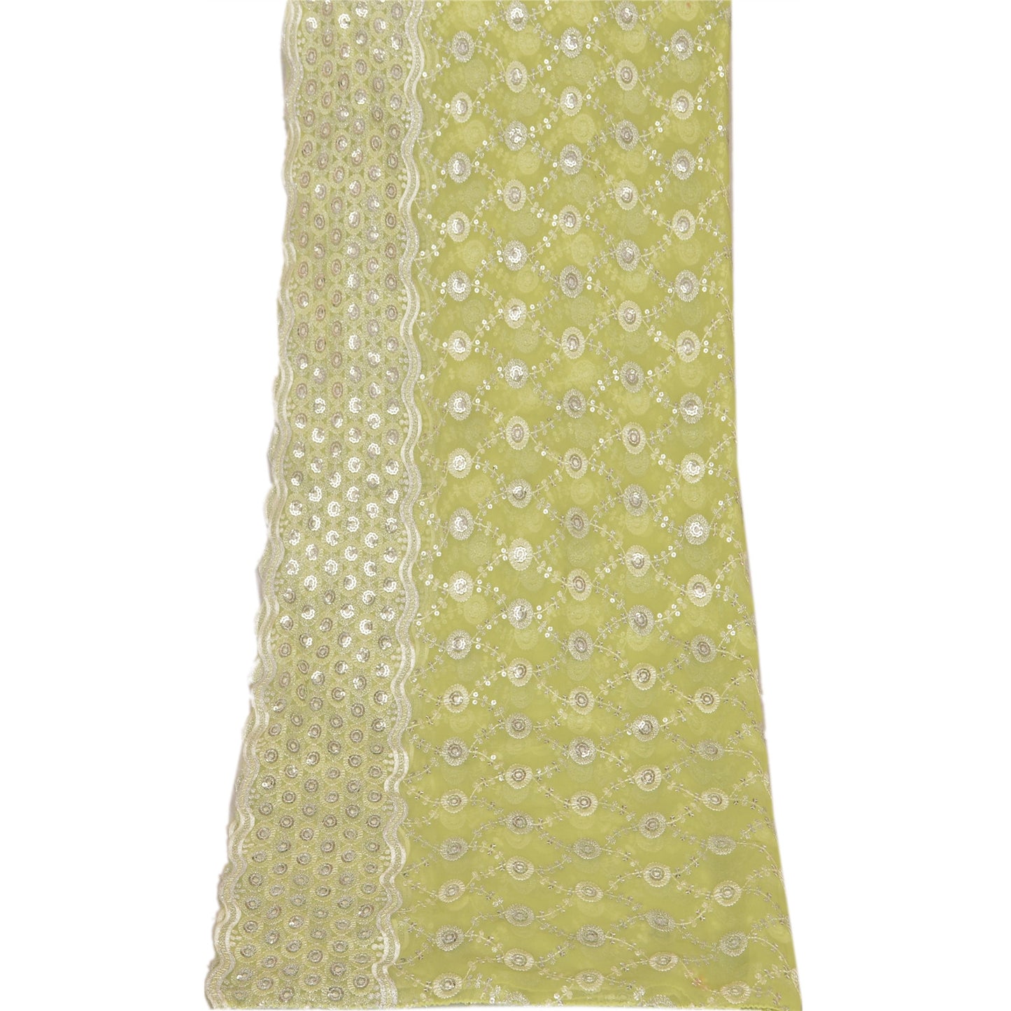 Sanskriti Vintage Dupatta Long Stole Georgette Green Embroidered Sequins Shawl