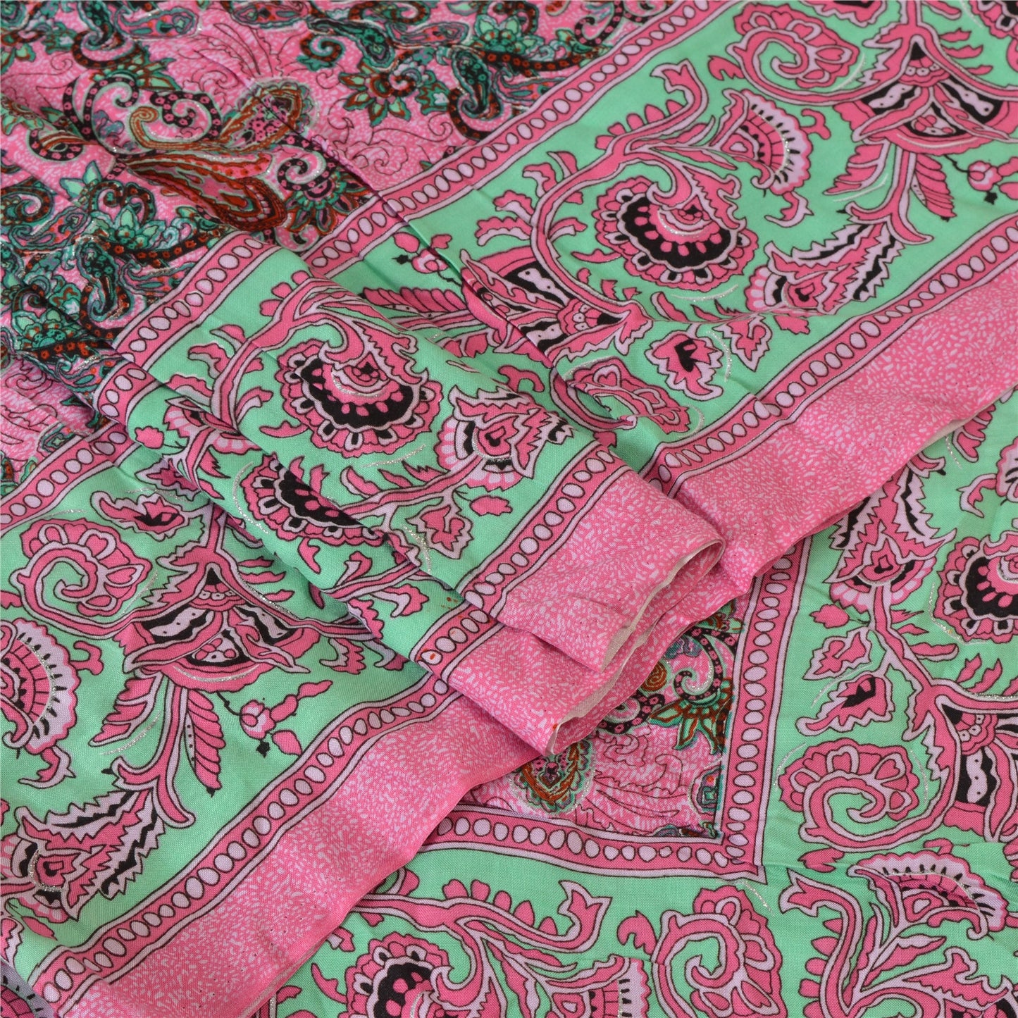 Sanskriti Vintage Dupatta Long Stole Cotton Pink Shawl Printed Wrap Scarves