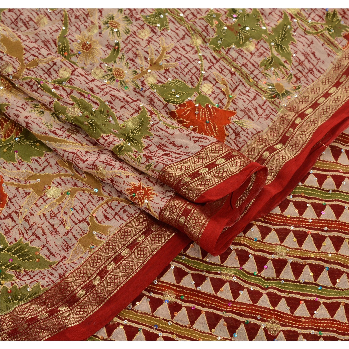 Sanskriti Vintage Dupatta Long Stole Cotton Cream Shawl Hand Embroidered Kantha Scarves