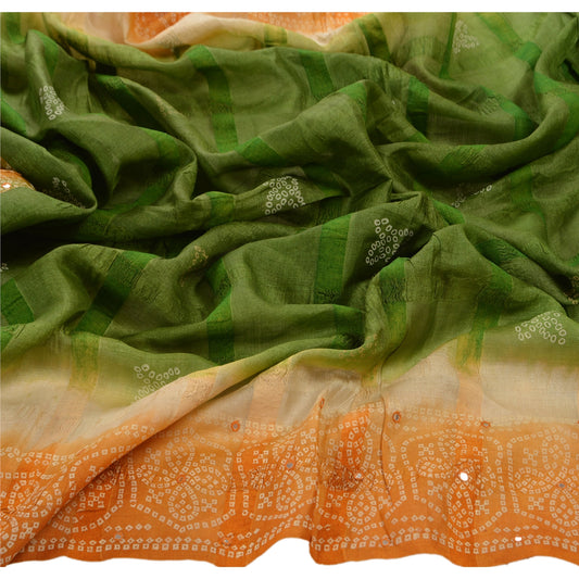 Sanskriti Vintage Dupatta Long Stole Pure Silk Multi Color Hand Embroidered Painted Shawl