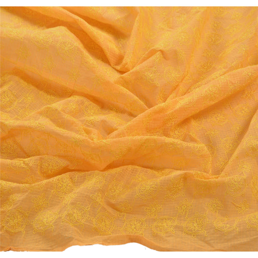 Sanskriti Vintage Dupatta Long Stole Cotton Peach Veil Embroidered Kota Wrap Shawl