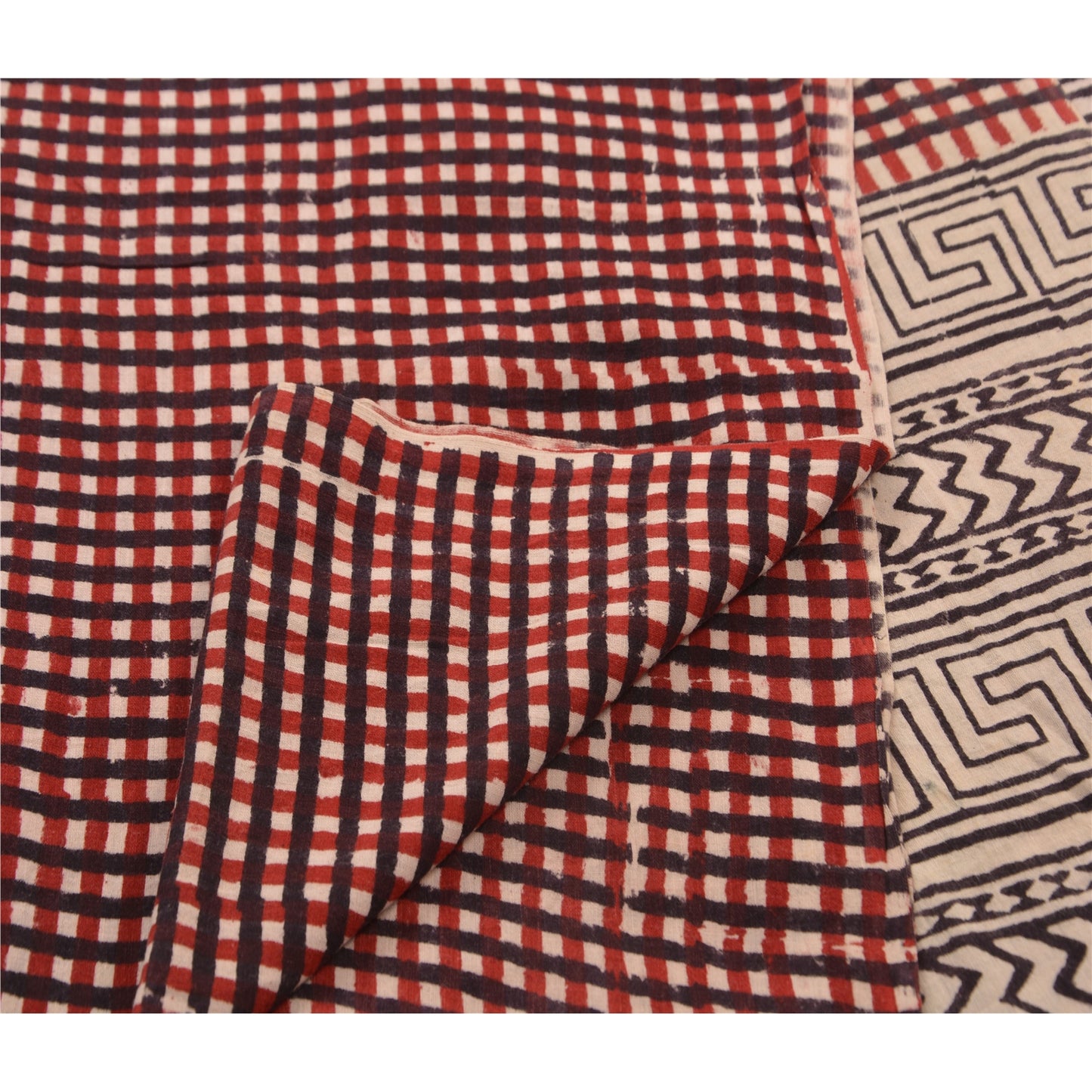 Sanskriti Vintage Dupatta Lange Stole Bomuld Mørkerøde Hijab Trykte Tørklæder