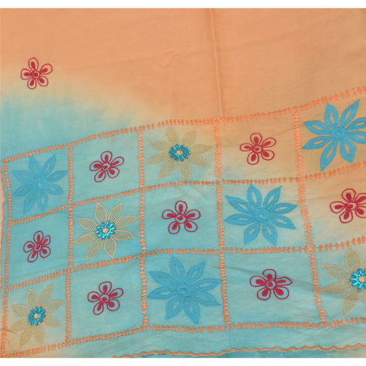 Sanskriti Vintage Dupatta Long Stole Cotton Peach Scarves Hand Beaded Shawl