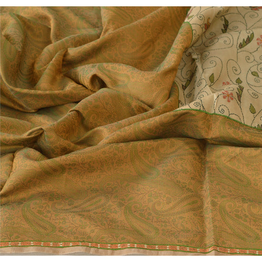 Sanskriti Vintage Dupatta Long Stole Cotton Veil Green Shawl Woven Wrap Hijab