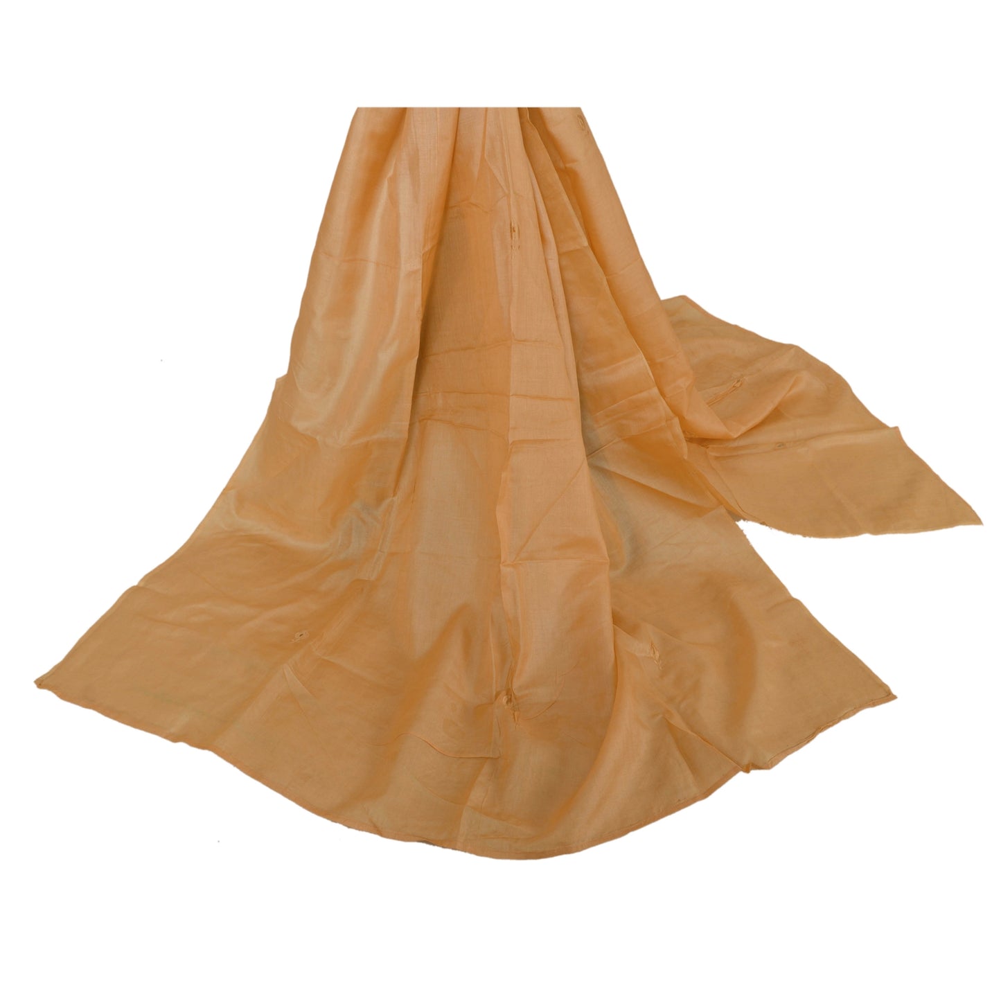 Sanskriti Vintage Dupatta Long Stole Pure Silk Peach Hand Beaded Patch Scarves