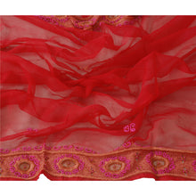 Load image into Gallery viewer, Dupatta Long Stole Blend Chiffon Dark Red Hand Beaded Wrap
