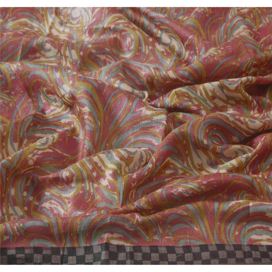 sanskriti Vintage Dupatta Long Stole 100% Pure Woolen Pink Shawl Printed Hijab