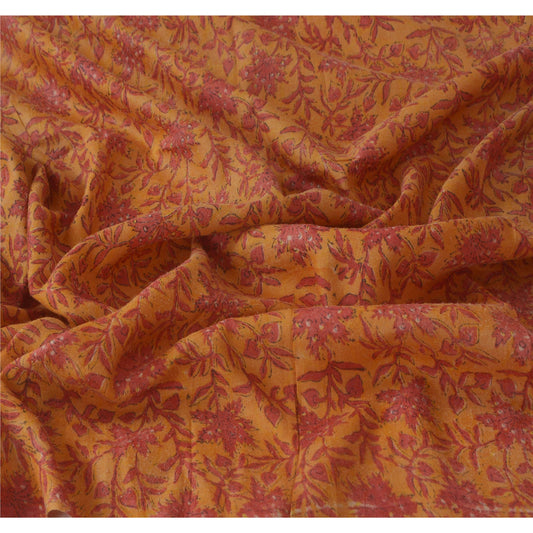 sanskriti Vintage Dupatta Long Stole 100% Pure Woolen Yellow Shawl Printed Veil