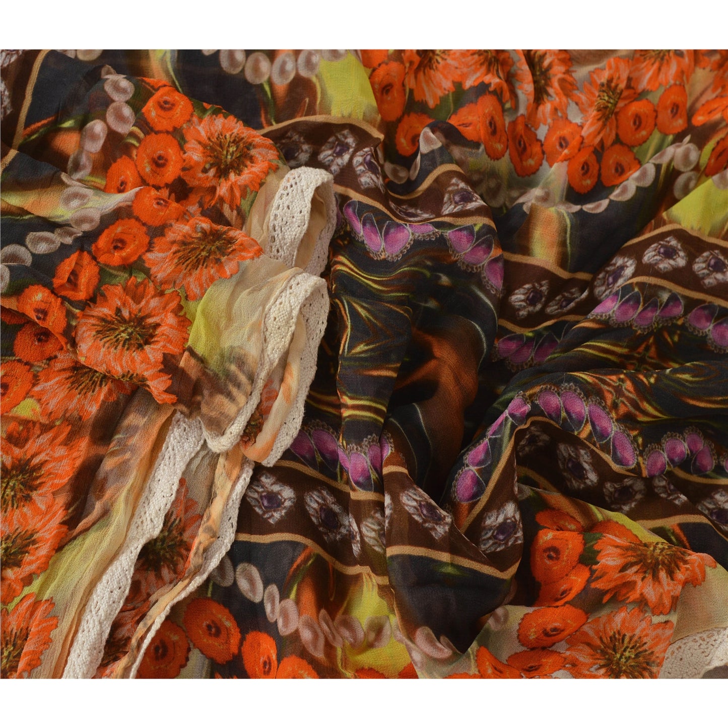 sanskriti Vintage Dupatta Long Stole Blend Georgette Digital Printed Wrap Hijab