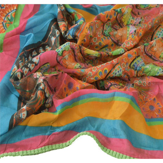 sanskriti Vintage Dupatta Long Stole Blend Cotton Shawl Digital Printed Scarves