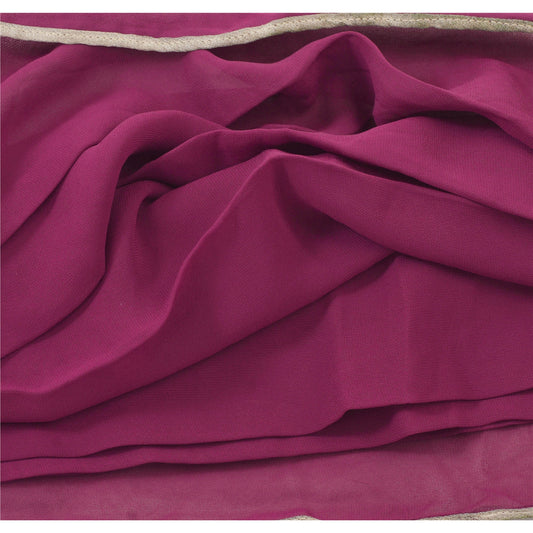 Sanskriti Vintage Dupatta Long Stole Blend Georgette Purple Embroidered Scarves