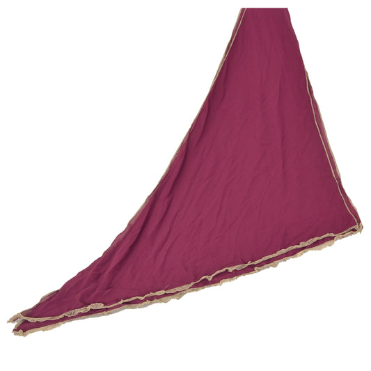 Sanskriti Vintage Purple Georgette Dupatta Long Stole Embroidered Veil Create-Dresses, Kaftans, Skirts, Tops, Projects, Home Decor