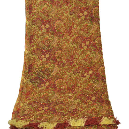 sanskriti Vintage Dupatta Long Stole Art Silk Shawl Hand Beaded Scarves