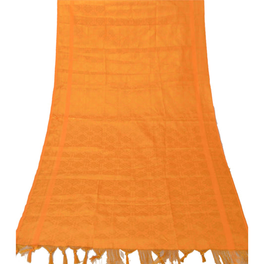 Sanskriti Vintage Dupatta Long Stole Art Silk Yellow Scarves Woven Brocade Veil