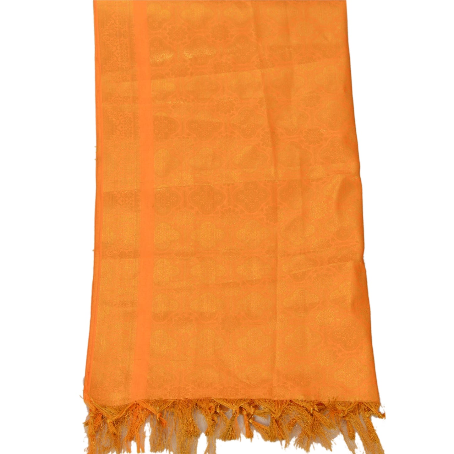 Sanskriti Vintage Dupatta Long Stole Art Silk Yellow Scarves Woven Brocade Veil