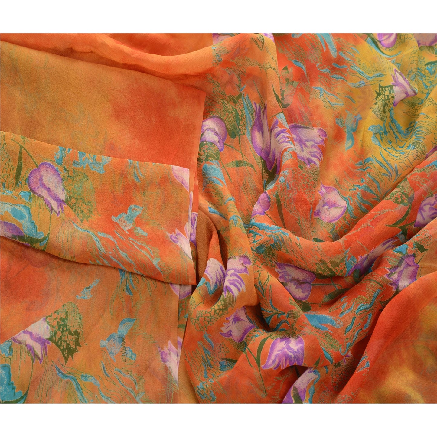 Sanskriti Vintage Dupatta Long Stole Blend Georgette Shawl Printed Wrap Hijab