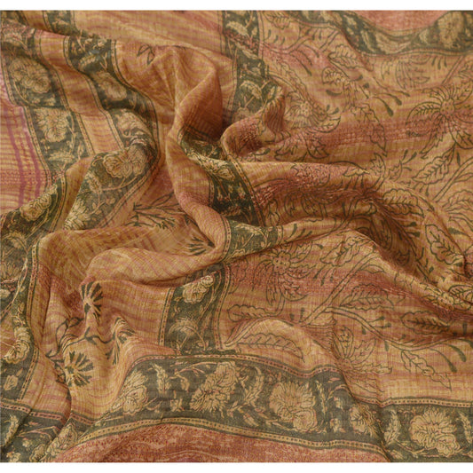 Sanskriti Vintage Dupatta Long Stole Handloom Cream Shawl Woven Printed Wrap Hijab