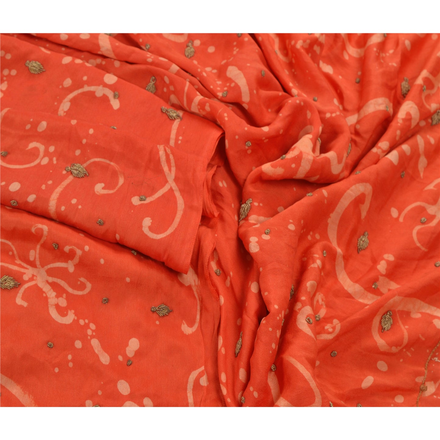 Sanskriti Vintage Dupatta Long Stole Pure Silk Peach Hand Embroidered Scarves