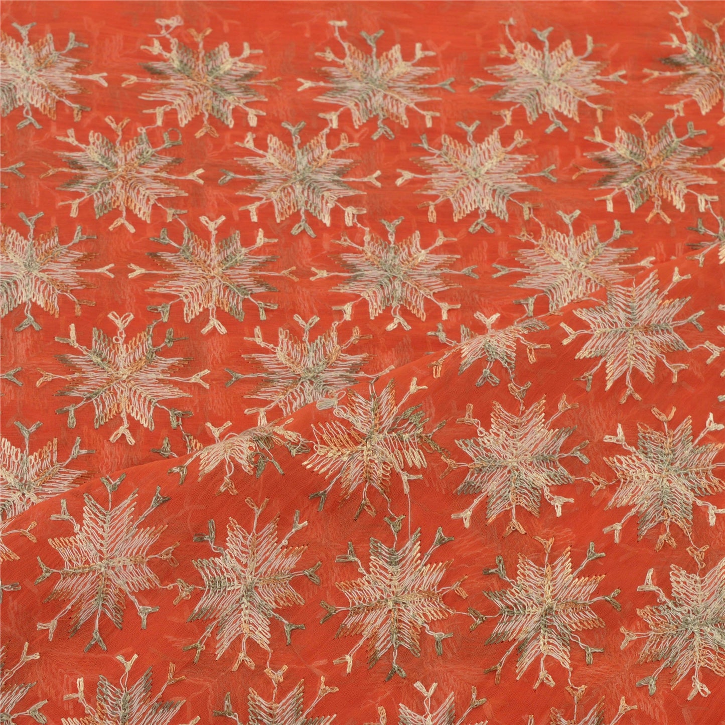 Sanskriti Vintage Dupatta Long Stole Ooak Peach Embroidered Bagh Phulkari Shawl