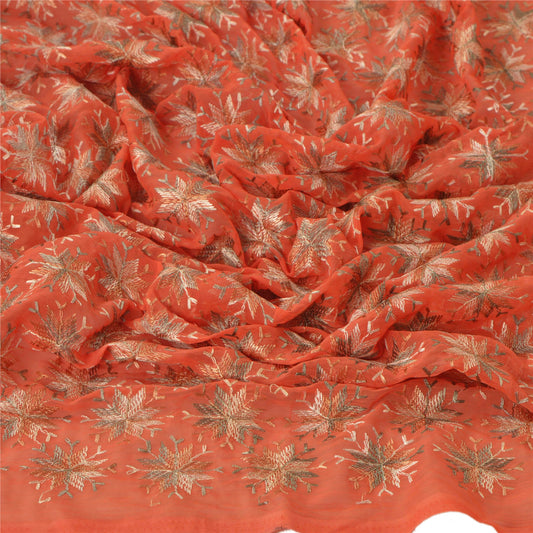 Sanskriti Vintage Dupatta Long Stole Ooak Peach Embroidered Bagh Phulkari Shawl