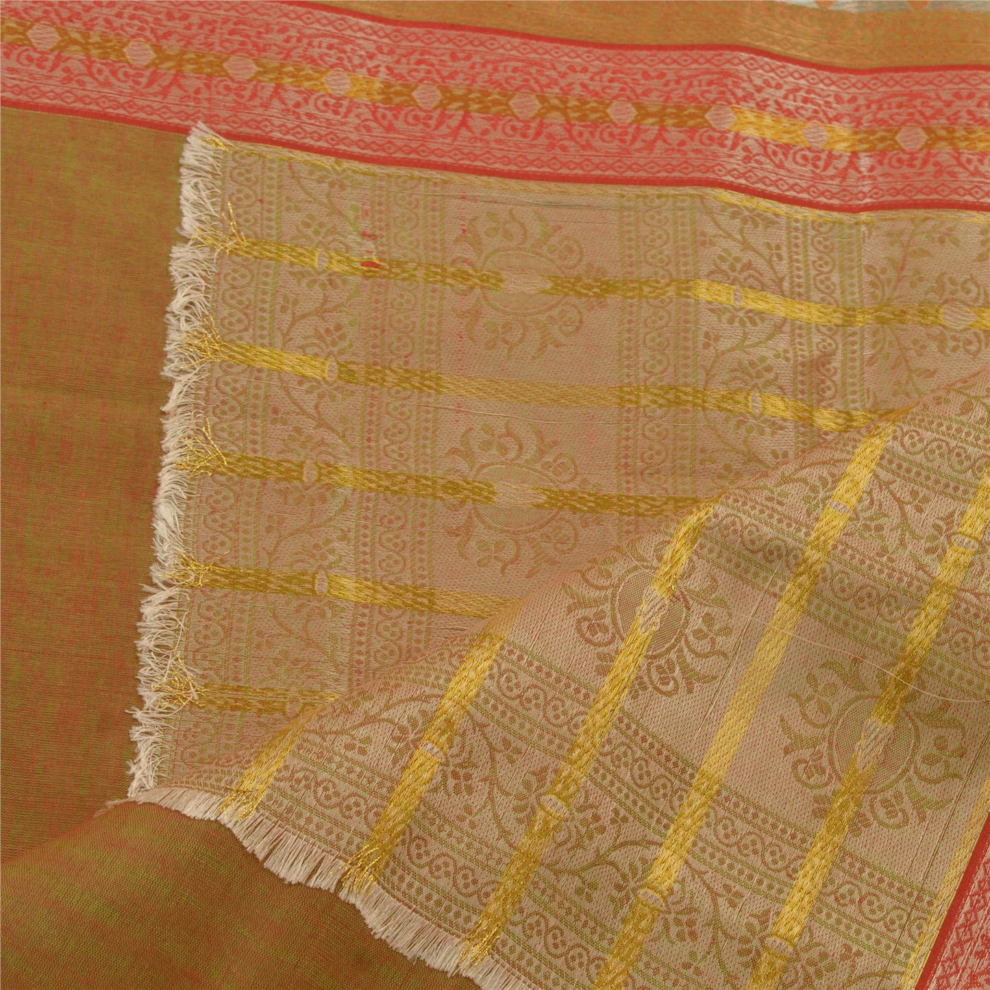 Sanskriti Vintage Dupatta Long Scarf Art Silk Brown Woven Scarves Shawl Indian Soft Veil Ecofriendly Craft Supply,Used Neckscarf