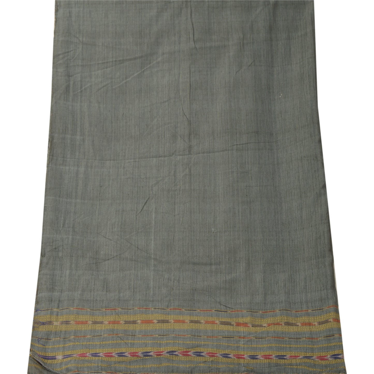 Sanskriti Vintage Dupatta Long Stole Cotton Grey Woven Patola Ikat Hijab Scarves