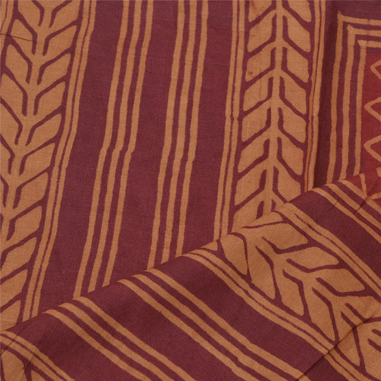 Sanskriti Vintage Dupatta Long Stole Pure Silk Orange Printed Scarves Shawl Veil