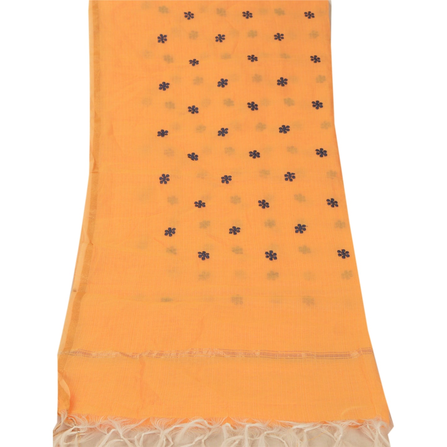 Sanskriti Vintage Dupatta Long Stole Chanderi Silk Yellow Embroidered Hijab Veil