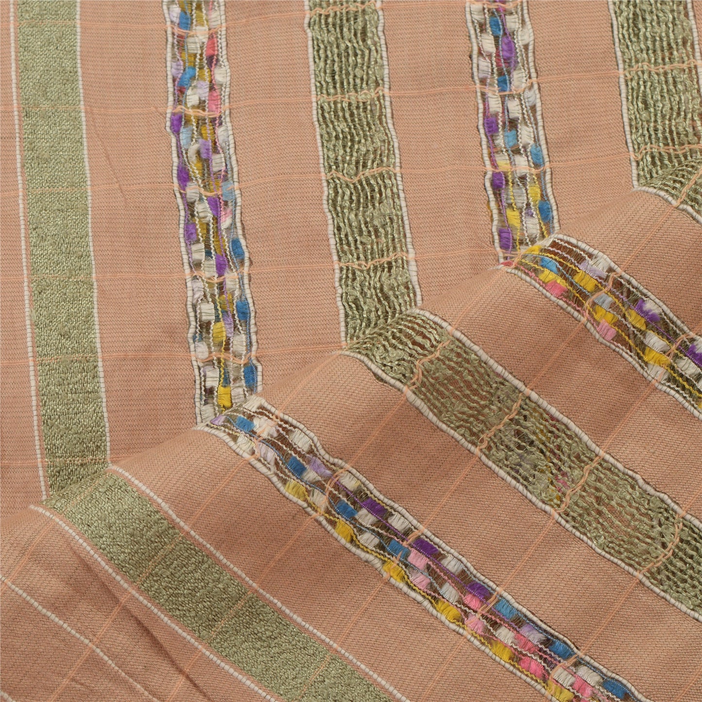 Sanskriti Vintage Dupatta Long Stole Pure Cotton Cream Woven Scarves Shawl Veil